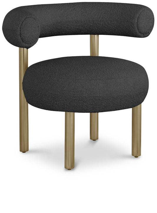 Bordeaux Contemporary Accent Chair with Curved Back Support and Stylish Iron Frame for Comfort