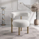 Bordeaux Contemporary Accent Chair with Curved Back Support and Stylish Iron Frame for Comfort