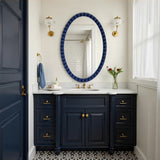Varsha Oval Glossy Navy Mirror