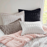 Long Faux Fur Comforter Mini Set, Grey