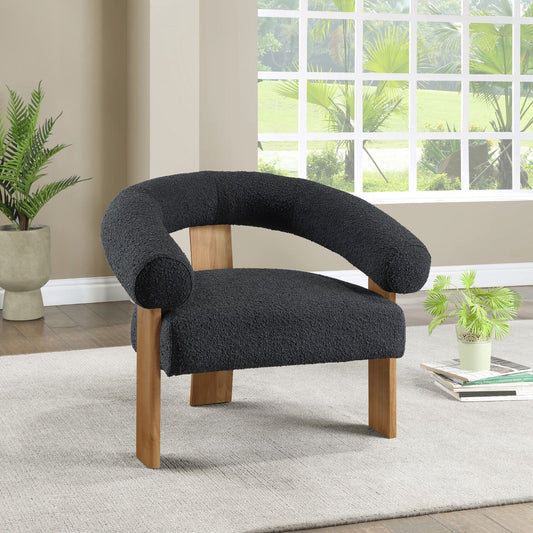 Winston Modern Accent Chair - Stylish Boucle Fabric Design with Solid Wood Legs for Any Room