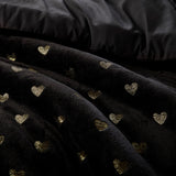 Gold Metallic Printed Plush Comforter Set, Black