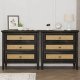 Wholesale 3 Drawer Dresser, Cane Nightstand with Rattan Drawers
