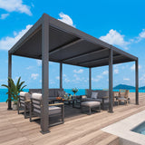 12'x20' Adjustable Louvered Pergola For Patio, Aluminum