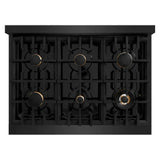 ZLINE 36" Select Dual Fuel Range Gas Cooktop Electric Convection Oven Black Stainless Steel Brass Burners HDRB-BR-36