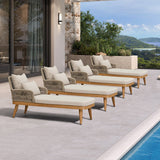 PURPLE LEAF Patio Chaise Lounge Chair, Aluminum Pool Lounge Chairs for Outdoor with 2 Cushions for Deck, Pool, Lawn, Garden, Courtyard, Porch, Teak