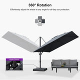 PURPLE LEAF Stepless Tilt Cantilever Umbrella Affordable Outdoor Patio Umbrella