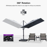 PURPLE LEAF Stepless Tilt Cantilever Umbrella Affordable Outdoor Patio Umbrella