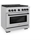 ZLINE 36"Paramount Dual Fuel Range DuraSnow® Matte Black SDRSZ-36-MB