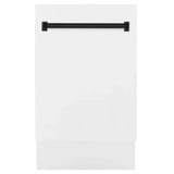 ZLINE Autograph 18" Dishwasher White Door, Black Handle DWVZ-WM-18-MB