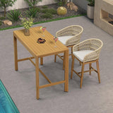 PURPLE LEAF Outdoor Bar Stools Counter Stools Rattan Bar Stools Chair with Backrest for Indoor or Outdoor, Kitchen lsland