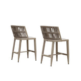PURPLE LEAF Outdoor Bar Stools Set of 2 for Overweight Wicker Rattan Patio Barstools Woven Modern Bar Chairs with Backrest and Cushions for Garden Outside
