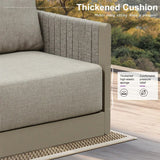 PURPLE LEAF Sanori L-Shaped Patio Couch Set Modular Sofa with Beige Cushions and Ottoman for Backyard