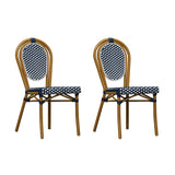 PURPLE LEAF Patio Dining Chair Set of 2 French Aluminium Frame Chairs with Rattan for Indoor Kitchen Deck Bistros Cafe Restaurant