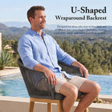 PURPLE LEAF Outdoor Bar Stools Patio Modern Aluminum Rattan High Back & Arms Bar Chairs with Removable Cushions and Pillows  for Outdoor or Indoor