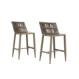 PURPLE LEAF Outdoor Bar Stools Set of 2 for Overweight Wicker Rattan Patio Barstools Woven Modern Bar Chairs with Backrest and Cushions for Garden Outside