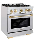 ZLINE 30" Select Gas Range Convection Gas Oven DuraSnow® Stainless Steel Gold HGRSZ-30-G