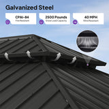 PURPLE LEAF White Gazebo for Modern Patio Double Galvanized Steel Roof Awning and Upgrade Curtain with Lights-clear