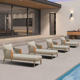 PURPLE LEAF Hailar Olefin Patio Chaise Lounge Chair , Upholstered Pool Lounge Chairs for Outdoor with Teak Armres for Deck, Pool, Lawn, Garden, Courtyard, Porch