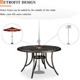 PURPLE LEAF Cast Aluminum Patio Dining Armchairs and Round Table | Rhombus and Square Lattice Designs