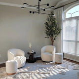 Bella Modern White Boucle Swivel Barrel Chair (1-Piece)