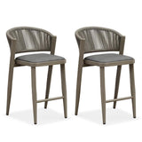 PURPLE LEAF Bar Stool Rattan Bar Stools Counter Stools with Back Metal Bar Height Stool Outdoor Bar Chair for Garden Kitchen
