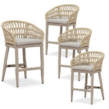 PURPLE LEAF Outdoor Bar Stools Counter Stools Rattan Bar Stools Chair with Backrest for Indoor or Outdoor, Kitchen lsland