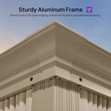 PURPLE LEAF Backyard Gazebo Champagne Hardtop Galvanized Steel Roof Awning and Upgrade Curtain