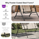 PURPLE LEAF Porch Swing with Adjustable Tilt Canopy Patio Swing with Stand and Meatl Steel Frame All-Weather Outdoor Swing Chair Seat Space-Saving for Backyard Garden Deck