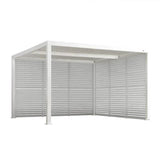 PURPLE LEAF Athena Louvered Pergola white Outdoor Aluminum Pergola with Shutter Wall Adjustable Gazebo Rainproof for Patio Deck Garden