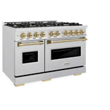 ZLINE 48" Classic Gas Range, Convection Gas Oven DuraSnow® Stainless Steel, Champagne Bronze CGRSZ-48-CB