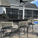 PURPLE LEAF Bar Stool Rattan Bar Stools Counter Stools with Back Metal Bar Height Stool Outdoor Bar Chair for Garden Kitchen