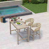 PURPLE LEAF Outdoor Bar Stools Counter Stools Rattan Bar Stools Chair with Backrest for Indoor or Outdoor, Kitchen lsland