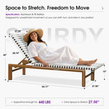 PURPLE LEAF Outdoor Teak Chaise Lounge Chair, Wood Grain Aluminum Outdoor Pool Lounge Chairs with Adjustable Backrest, Breathable Recliner for Patio, Poolside, Garden