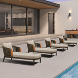 PURPLE LEAF Hailar Olefin Patio Chaise Lounge Chair , Upholstered Pool Lounge Chairs for Outdoor with Teak Armres for Deck, Pool, Lawn, Garden, Courtyard, Porch
