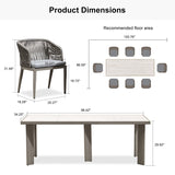 PURPLE LEAF Patio Dining Set with Sunbrella Fabric Cushions and Aluminum Table All-Weather Wicker Patio Table Set for Deck