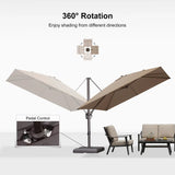 PURPLE LEAF Patio Cantilever Umbrella with Aluminum Offset Hanging for Pool Garden Deck