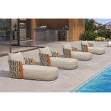PURPLE LEAF Hailar Olefin Patio Chaise Lounge Chair , Upholstered Pool Lounge Chairs for Outdoor with Teak Armres for Deck, Pool, Lawn, Garden, Courtyard, Porch