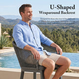 PURPLE LEAF Outdoor Bar Stools Patio Modern Aluminum Rattan High Back & Arms Bar Chairs with Removable Cushions and Pillows  for Outdoor or Indoor