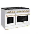 ZLINE 48"Gas Range, Convection Oven White, Gold, SGRZ-WM-48-G