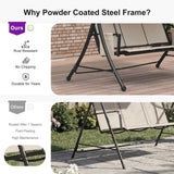 PURPLE LEAF Porch Swing with Adjustable Tilt Canopy Patio Swing with Stand and Meatl Steel Frame All-Weather Outdoor Swing Chair Seat Space-Saving for Backyard Garden Deck