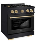 ZLINE 30" Select Dual Fuel Range Gas Cooktop Electric Convection Oven Black Stainless Steel Gold HDRBZ-30-G