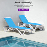 PURPLE LEAF Patio Chaise Lounge Chair Outdoor Plastic Textilene Sun Bathing Recliner Tanning Pool Lounger with 6 Adjustable Position for Outside Beach in-Pool Lawn Poolside
