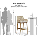 PURPLE LEAF Modern Bar Stools Aluminum Bar Stool with Cushion for Indoor and Outdoor, Kitchen Island