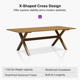PURPLE LEAF Outdoor Dining Table Sleek Aluminum Frame Modern Outdoor Table for Deck Backyard Dining Gatherings