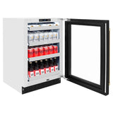 ZLINE 24" Touchstone 151 Can Beverage Fridge Black Matte Glass Door Champagne Bronze Handle RBSOZ-BLM-24-CB