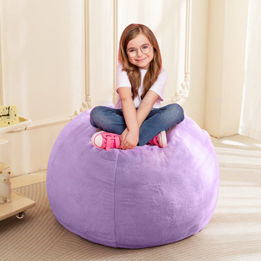 MAXYOYO 2-in-1 Kids Bean Bag Chair, Convertible Kids Bean Bag Bed, Floor Pillow (Purple)