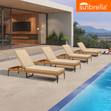 PURPLE LEAF Outdoor Chaise Lounge Patio Lounge Chair Recliner with Side Table and Cushion for Poolside Balcony Backyard