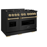 ZLINE 48" Dual Fuel Range, Gas Cooktop, Electric Convection Oven Black Stainless Steel, Champagne Bronze CDRBZ-48-CB