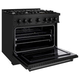 ZLINE 36" Classic Gas Range, Convection Gas Oven Black Stainless Steel, CGRB-36